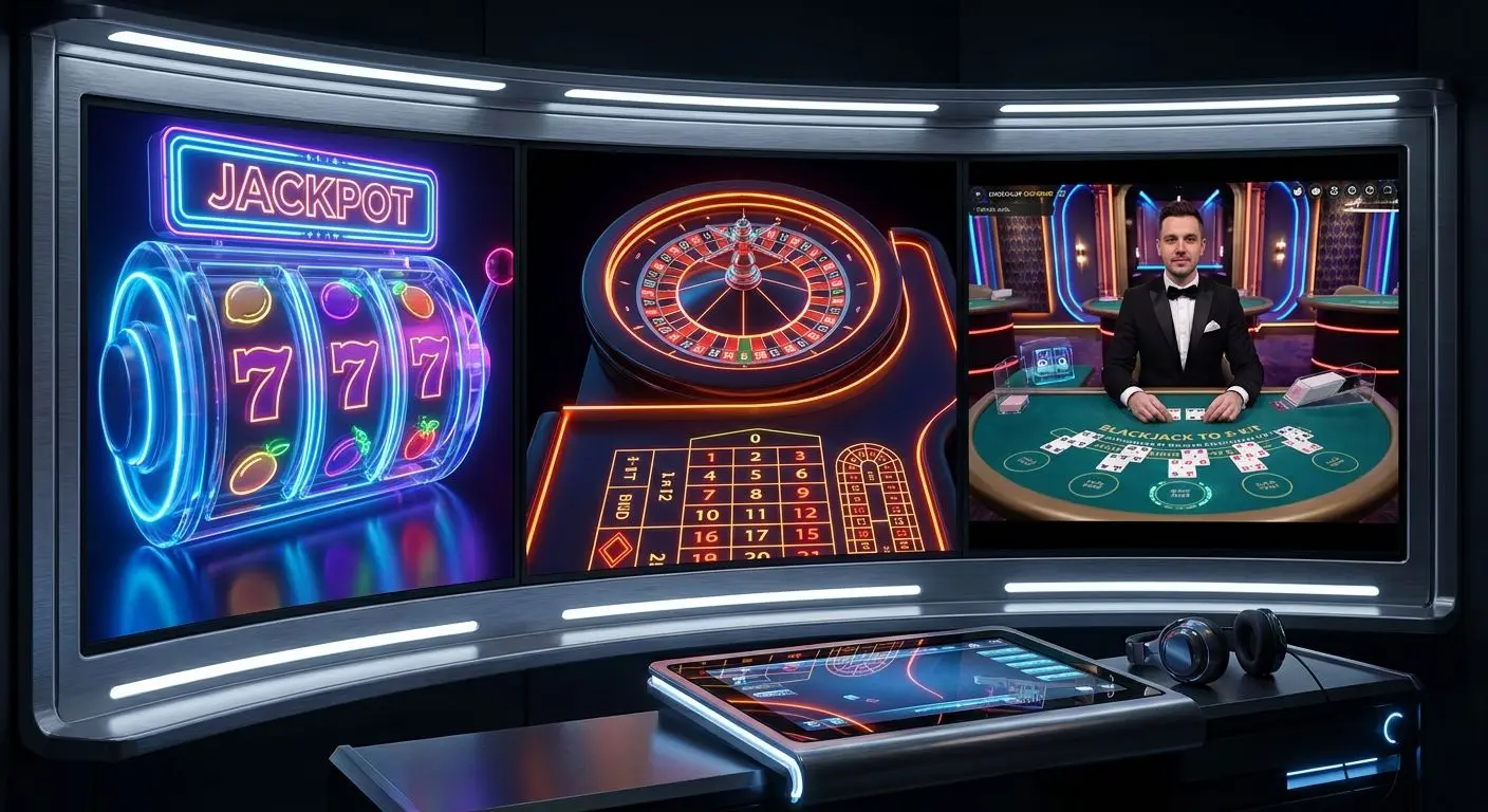 PlayOJO games selection collage Collage of slot games, roulette and live tables